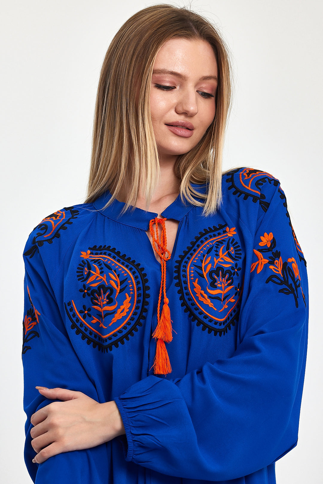 (4P.PACK) Royal Boho Embroidered Maxi Kaftan Dress