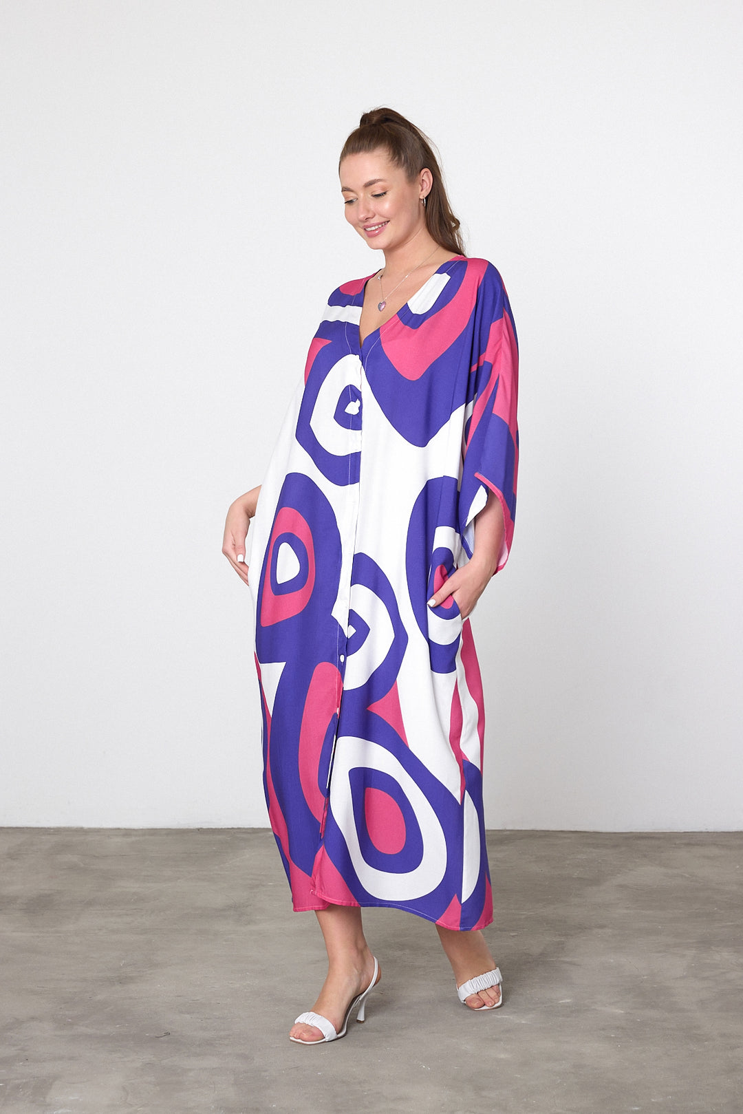(4P.PACK) Berry Wave Kaftan Dress