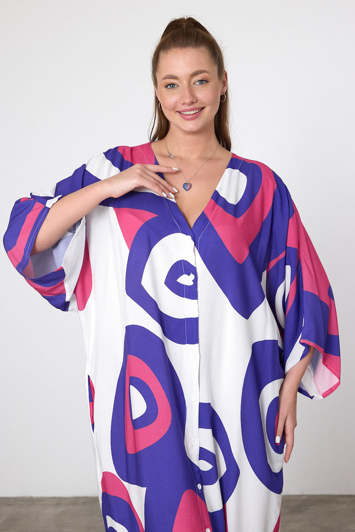 (4P.PACK) Berry Wave Kaftan Dress