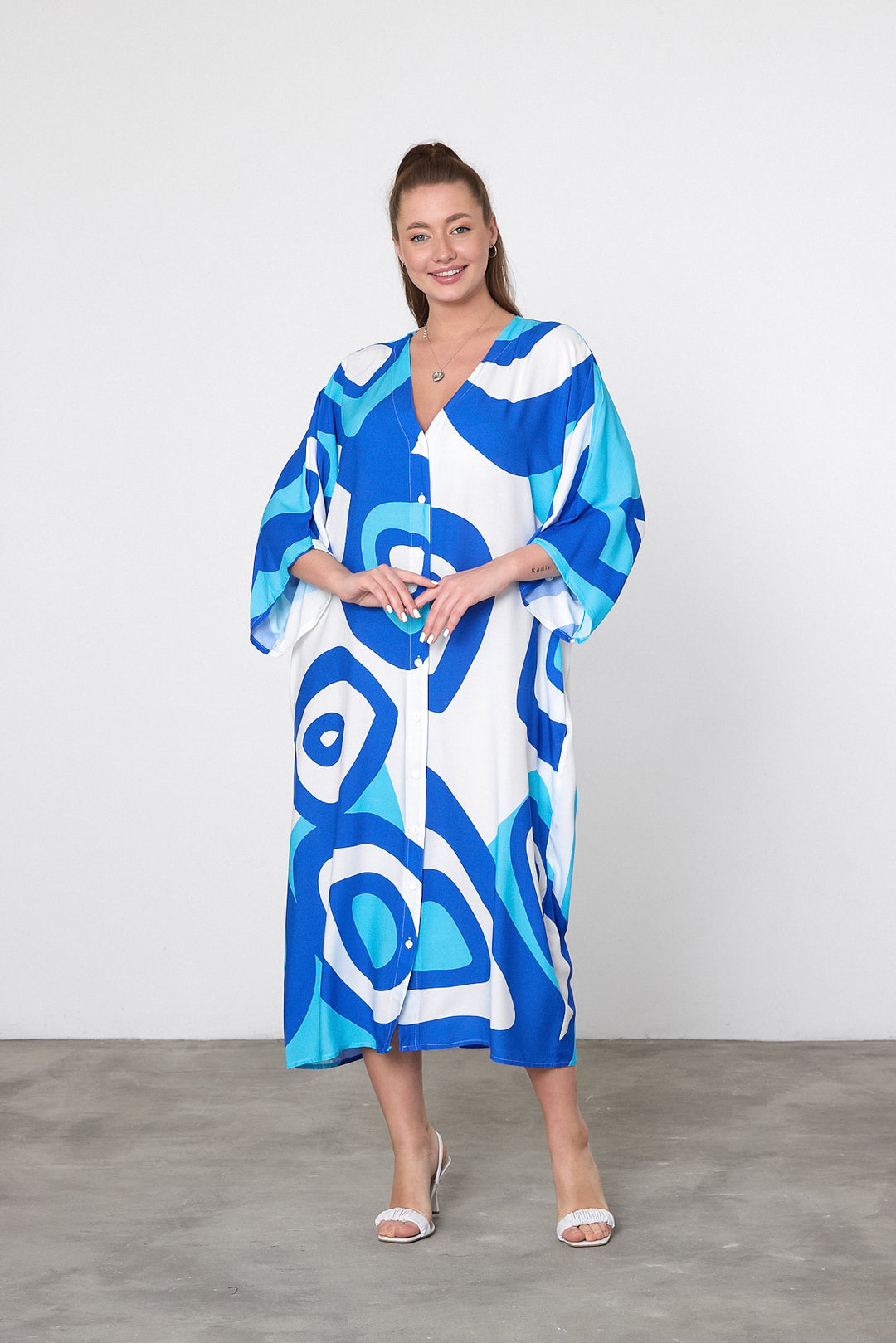(4P. PACK) Ocean Tide Abstract Kaftan Dress