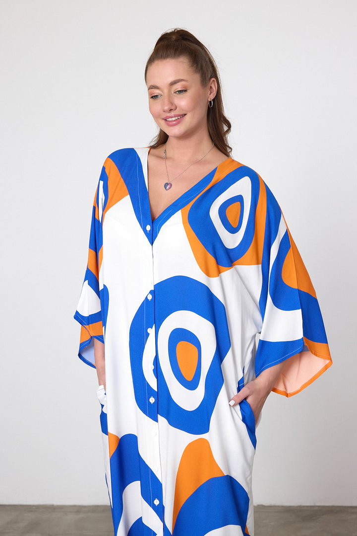 (4P. PACK) Sunset Mirage Kaftan Dress