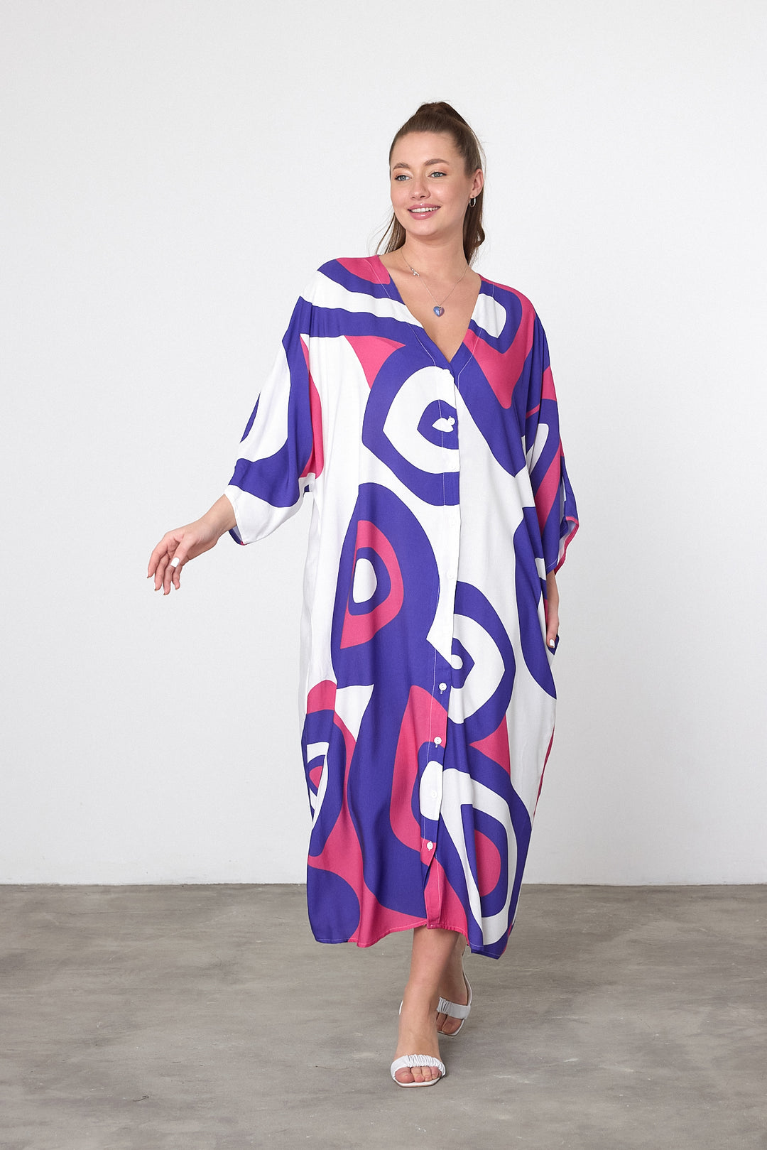 (4P.PACK) Berry Wave Kaftan Dress