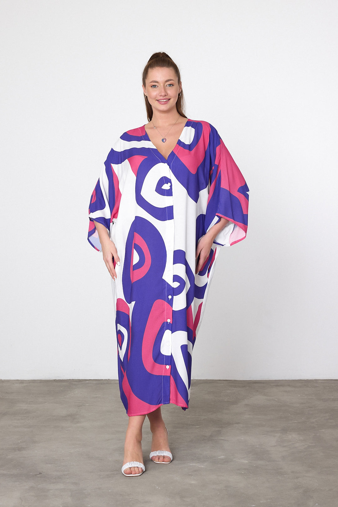 (4P.PACK) Berry Wave Kaftan Dress