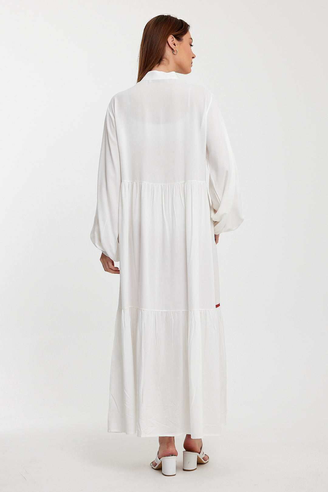 (4P.PACK) Red Bow Embroidered Maxi Dress