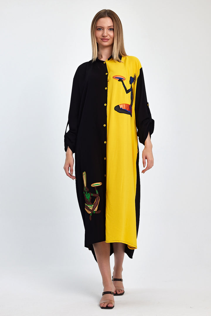 (4P.PACK) African Muse Two-Tone Maxi Dress