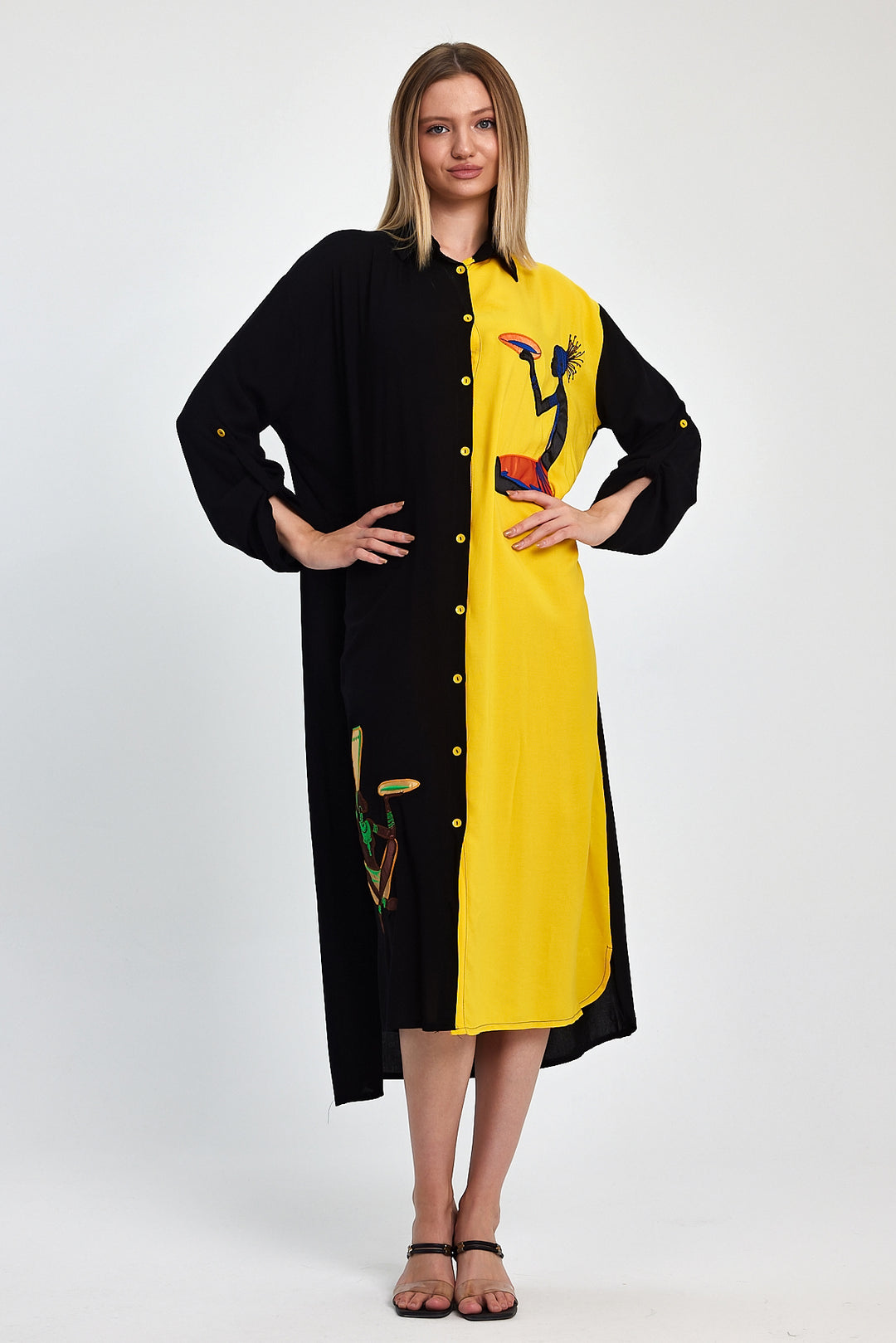 (4P.PACK) African Muse Two-Tone Maxi Dress