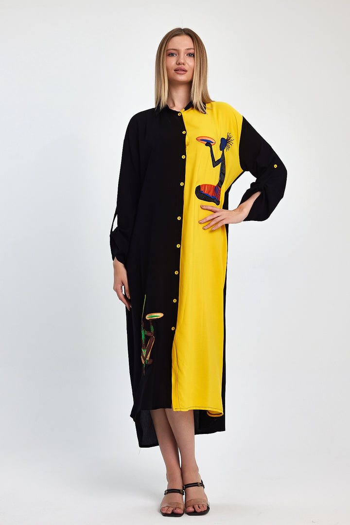 (4P.PACK) African Muse Two-Tone Maxi Dress