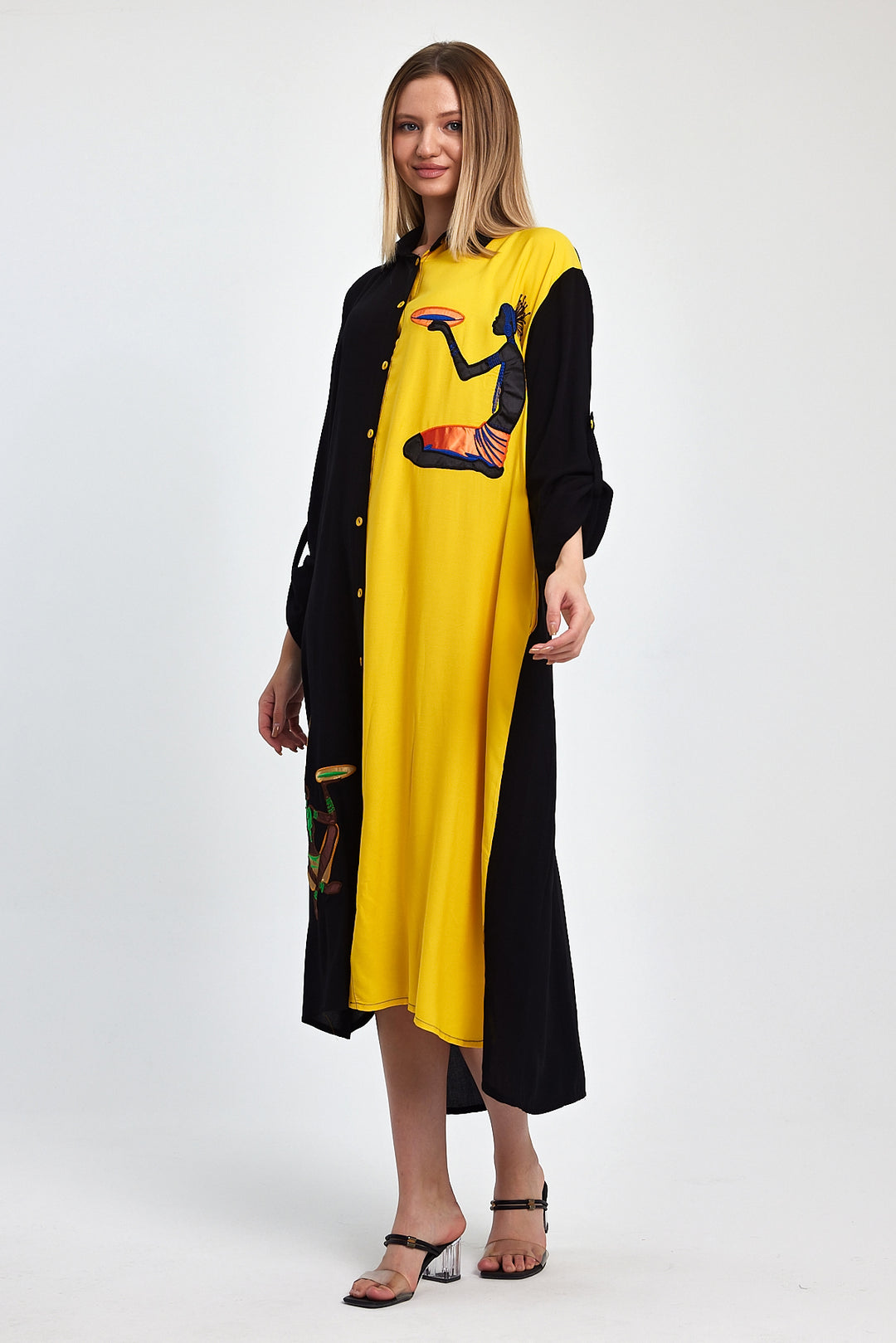 (4P.PACK) African Muse Two-Tone Maxi Dress