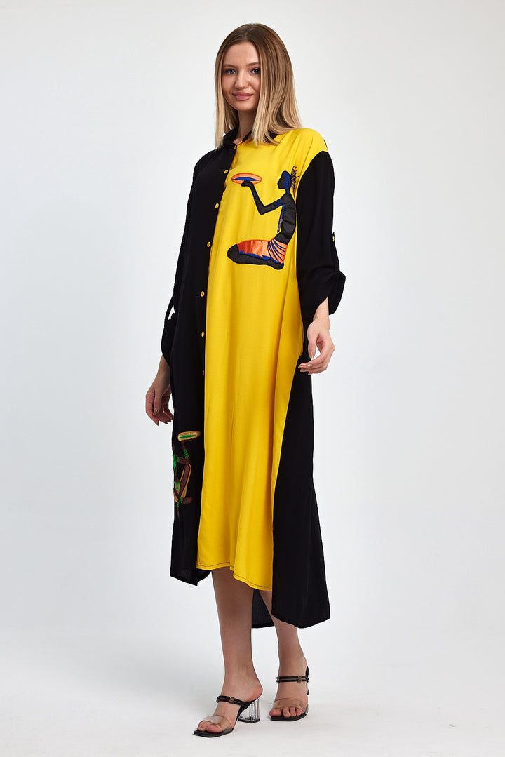 (4P.PACK) African Muse Two-Tone Maxi Dress