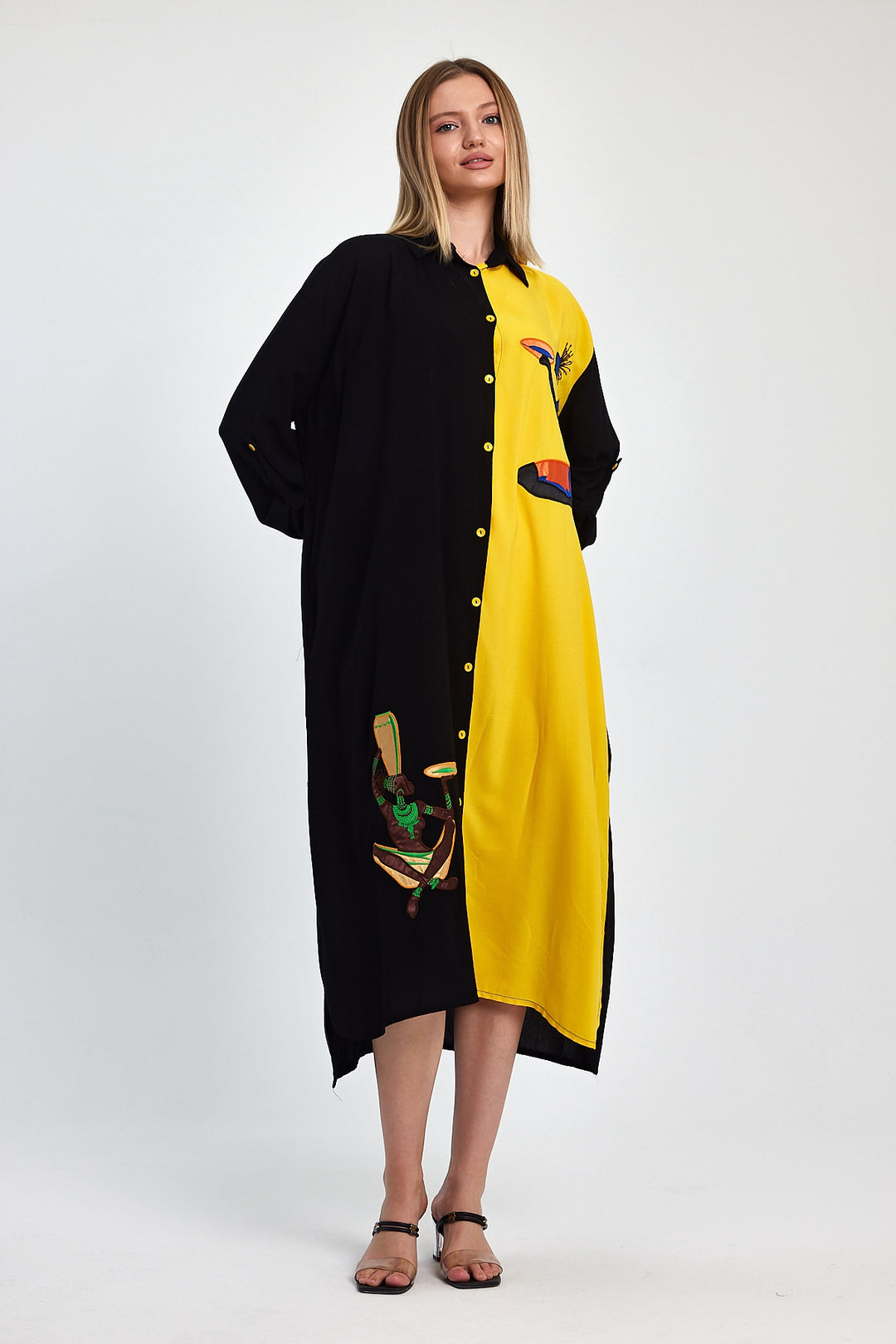 (4P.PACK) African Muse Two-Tone Maxi Dress