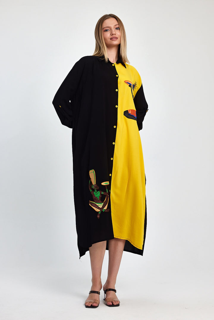 (4P.PACK) African Muse Two-Tone Maxi Dress