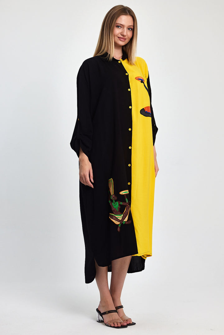 (4P.PACK) African Muse Two-Tone Maxi Dress