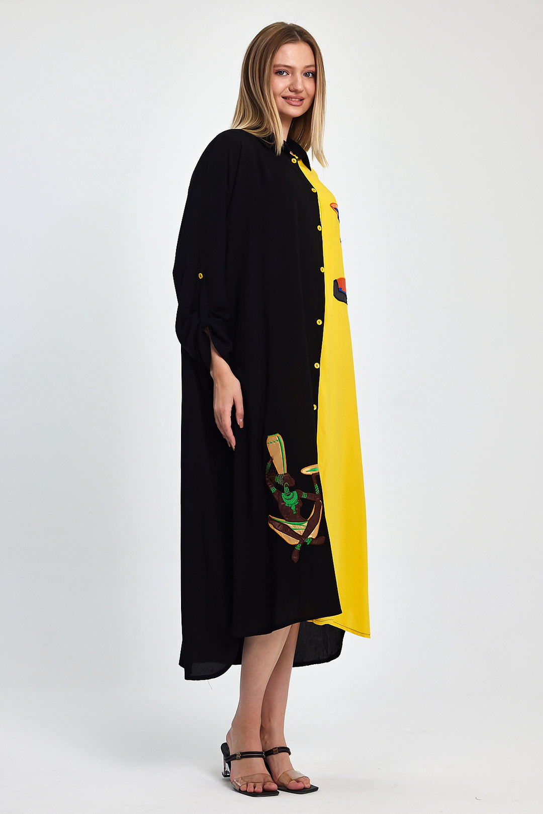 (4P.PACK) African Muse Two-Tone Maxi Dress