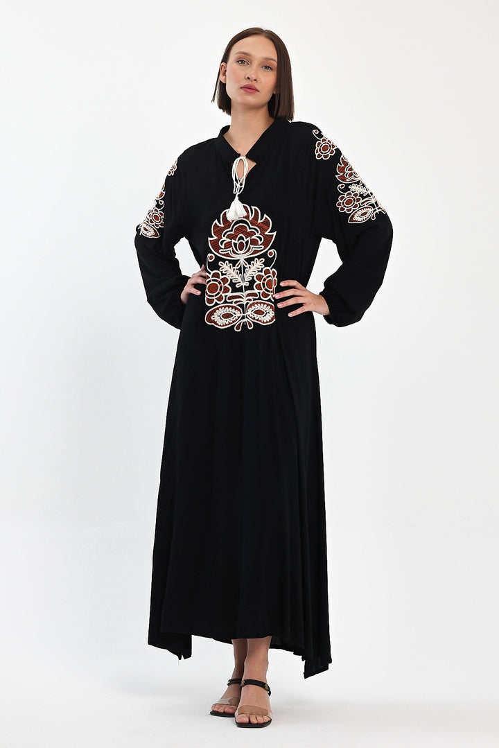 (4P.PACK) Boho Luxe Embroidered Maxi Dress