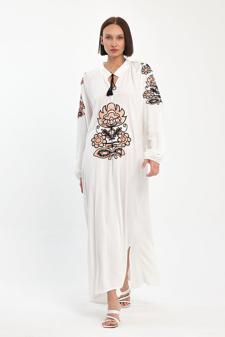 (4P.PACK) Boho Luxe Embroidered Maxi Dress