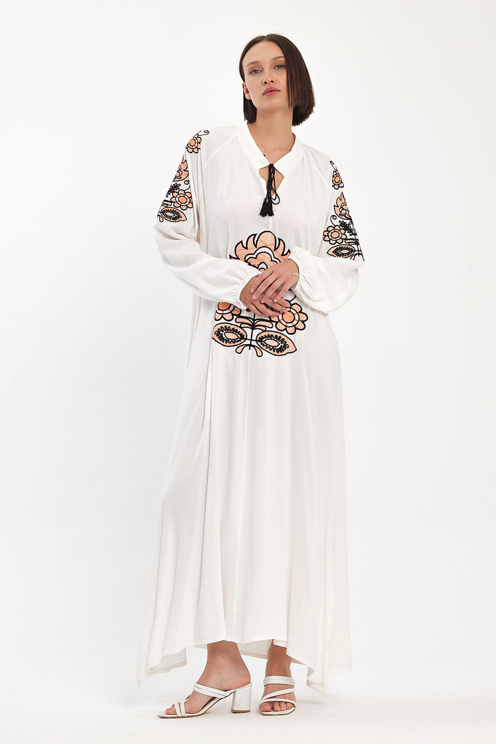 (4P.PACK) Boho Luxe Embroidered Maxi Dress