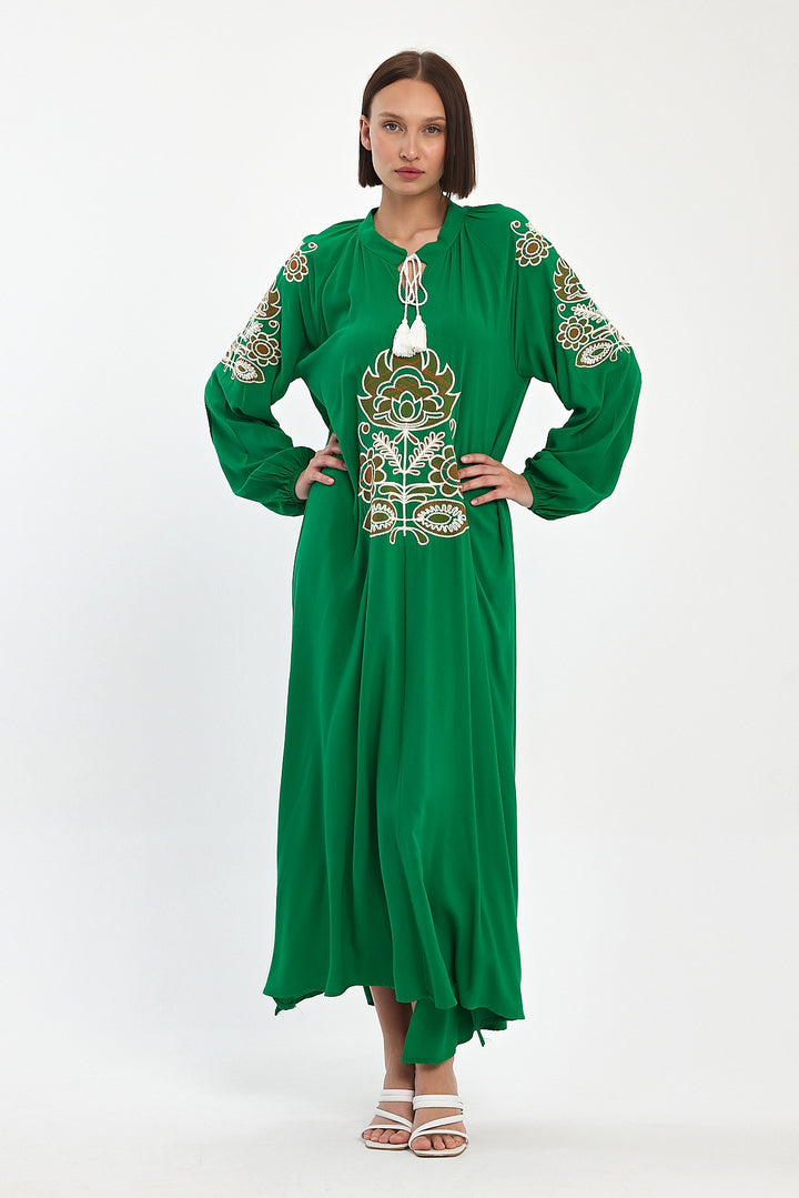 (4P.PACK) Boho Luxe Embroidered Maxi Dress