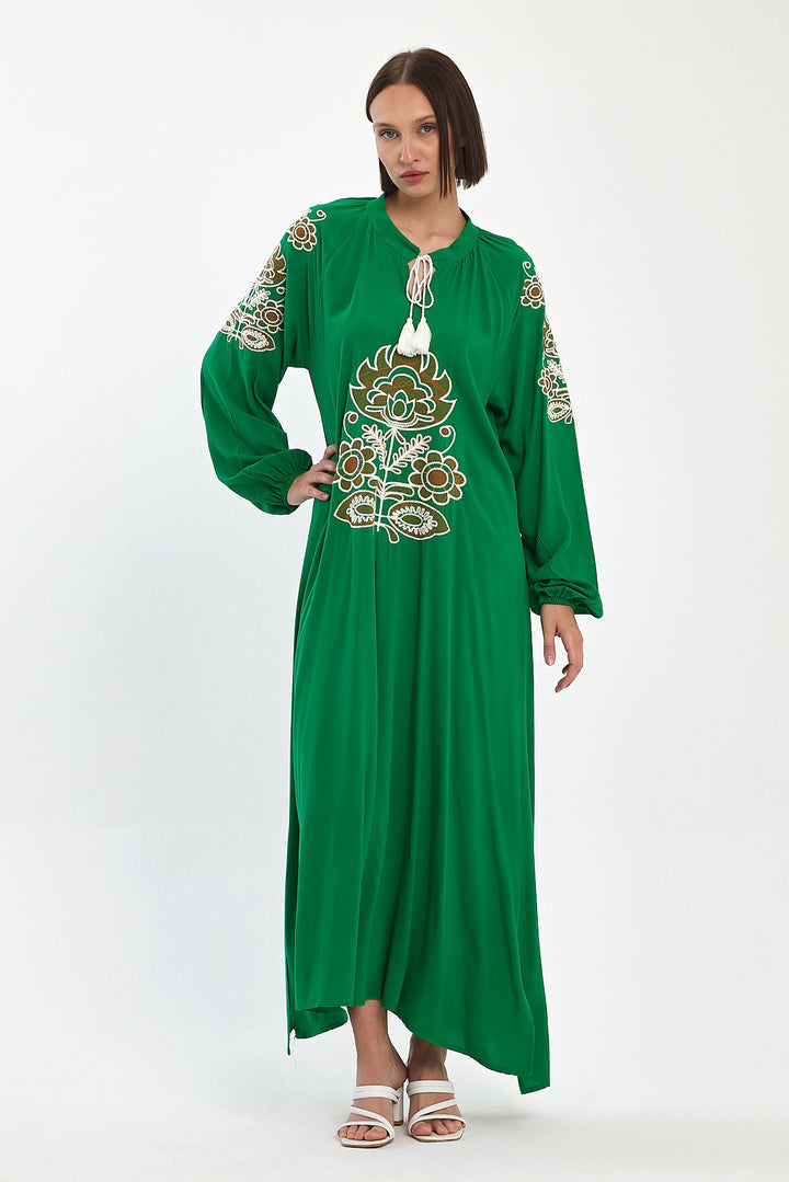 (4P.PACK) Boho Luxe Embroidered Maxi Dress