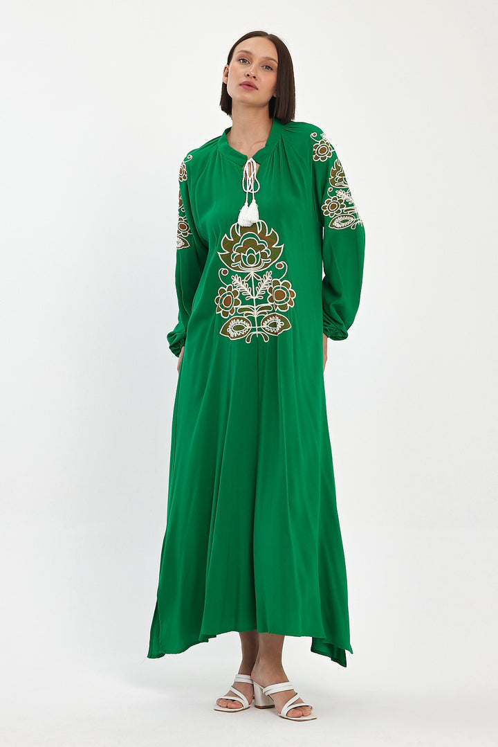 (4P.PACK) Boho Luxe Embroidered Maxi Dress