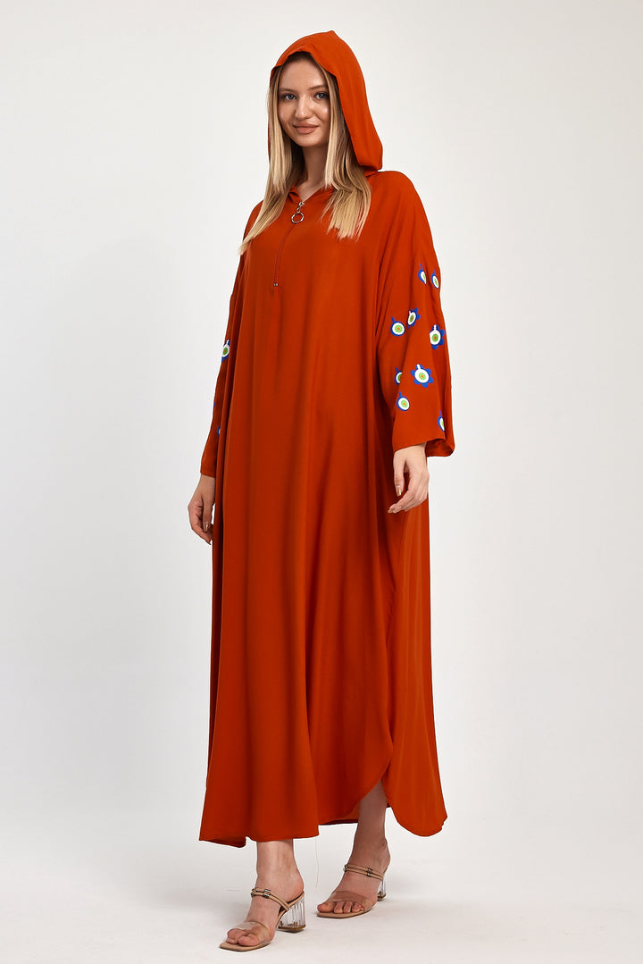 (4P.PACK) Evil Eye Charm Embroidered Kaftan Dress