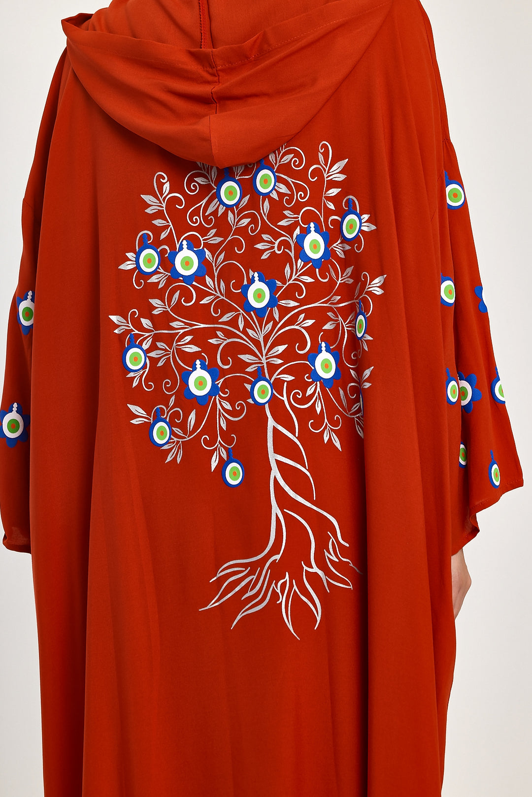 (4P.PACK) Evil Eye Charm Embroidered Kaftan Dress