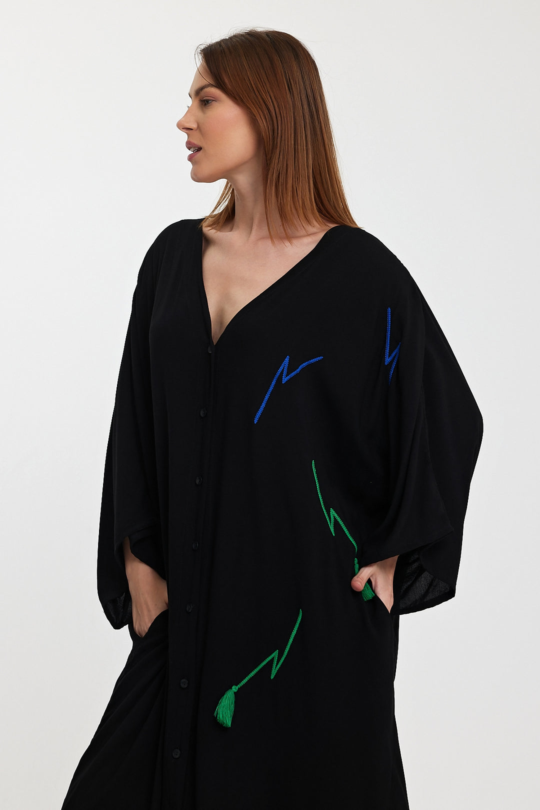 (4P.PACK) Lightning Flow Oversized Shirt Kaftan