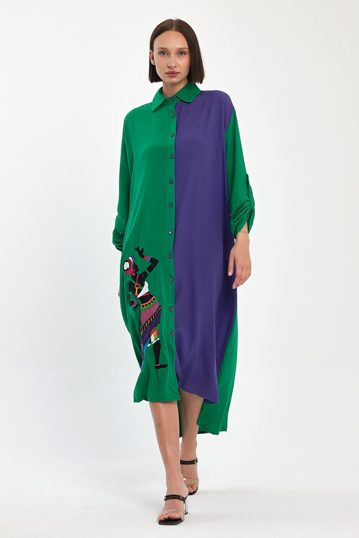 (4P.PACK) Tribal Muse Contrast Shirt Dress