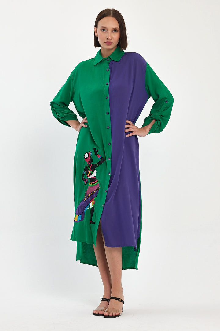 (4P.PACK) Tribal Muse Contrast Shirt Dress