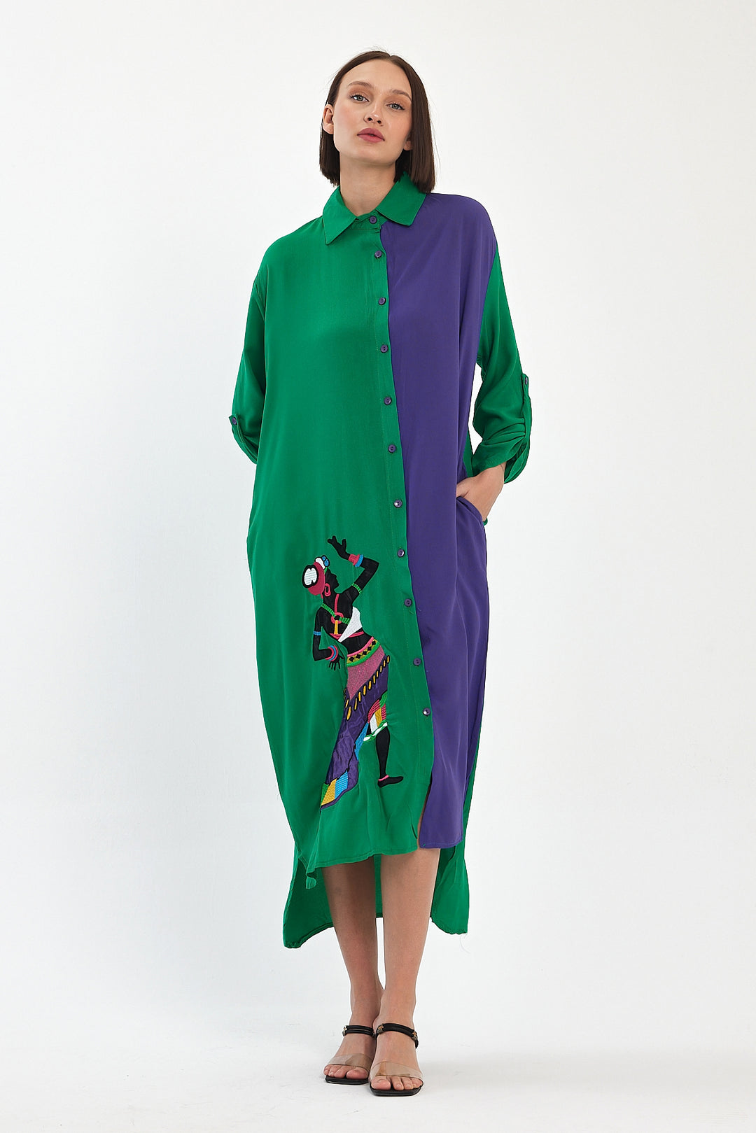 (4P.PACK) Tribal Muse Contrast Shirt Dress