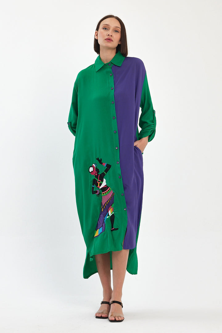 (4P.PACK) Tribal Muse Contrast Shirt Dress