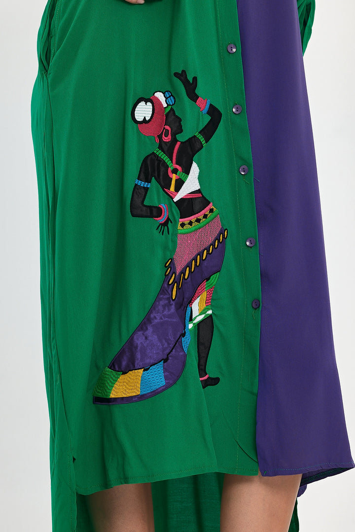 (4P.PACK) Tribal Muse Contrast Shirt Dress