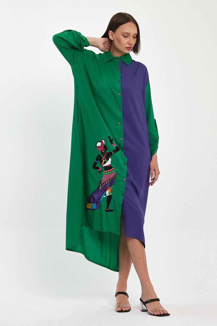 (4P.PACK) Tribal Muse Contrast Shirt Dress