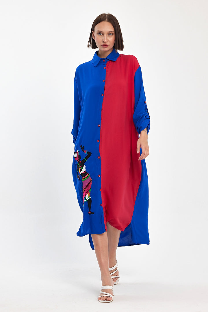 (4P.PACK) Tribal Muse Contrast Shirt Dress