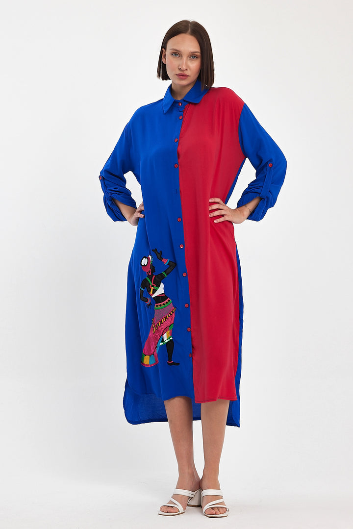 (4P.PACK) Tribal Muse Contrast Shirt Dress