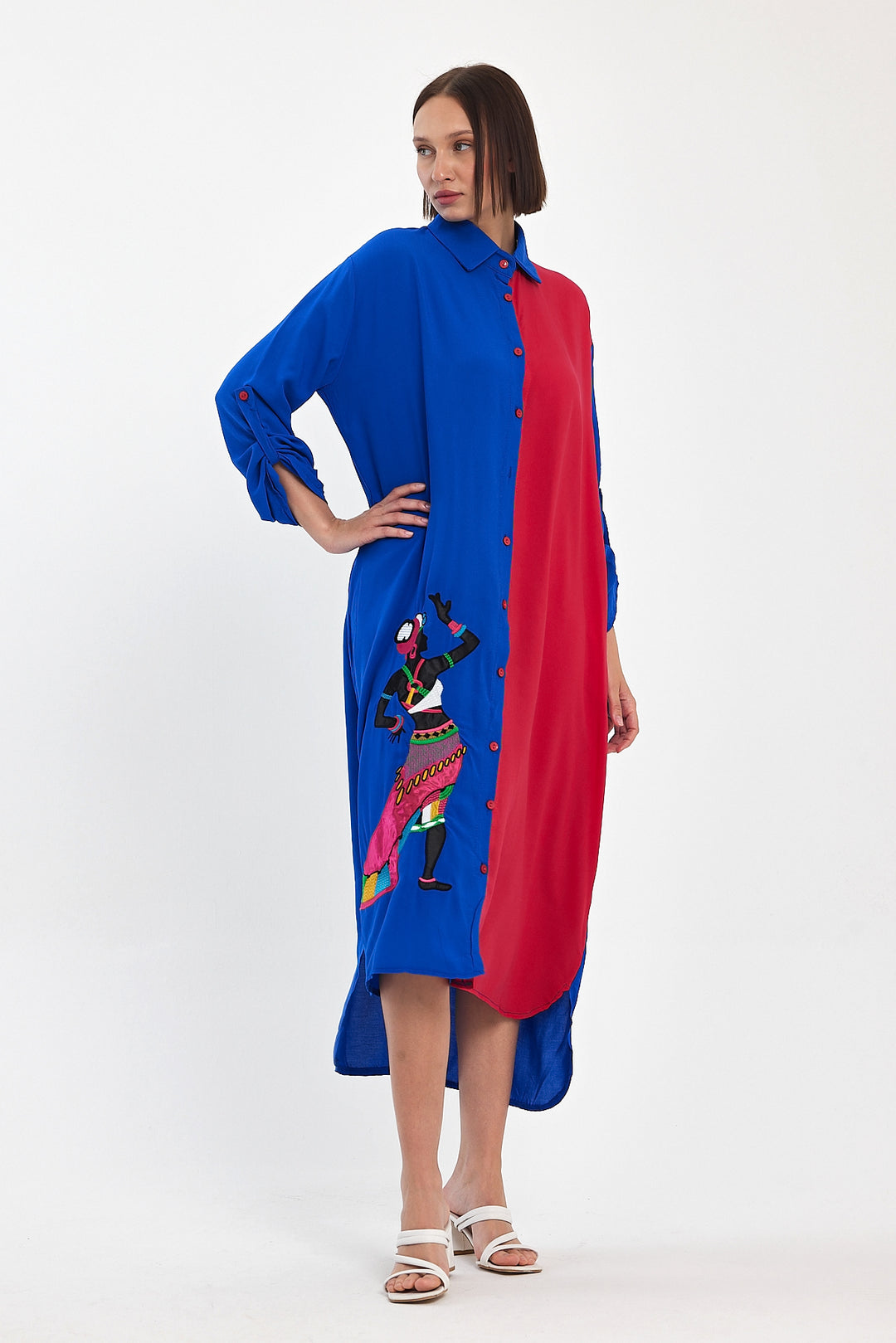 (4P.PACK) Tribal Muse Contrast Shirt Dress