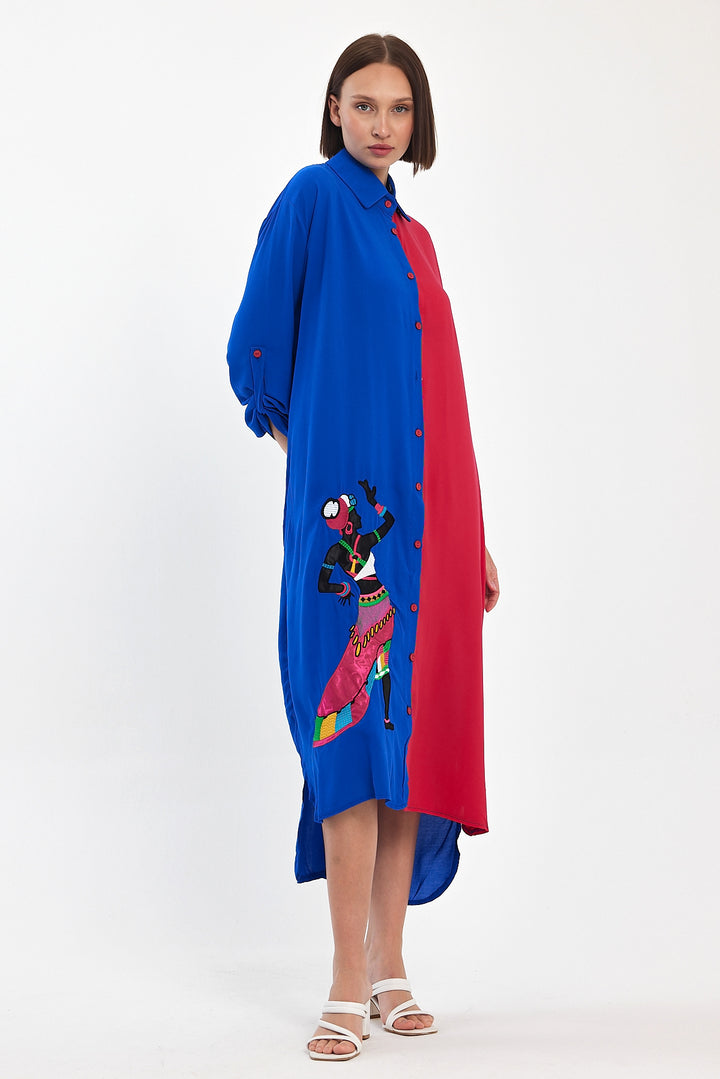 (4P.PACK) Tribal Muse Contrast Shirt Dress