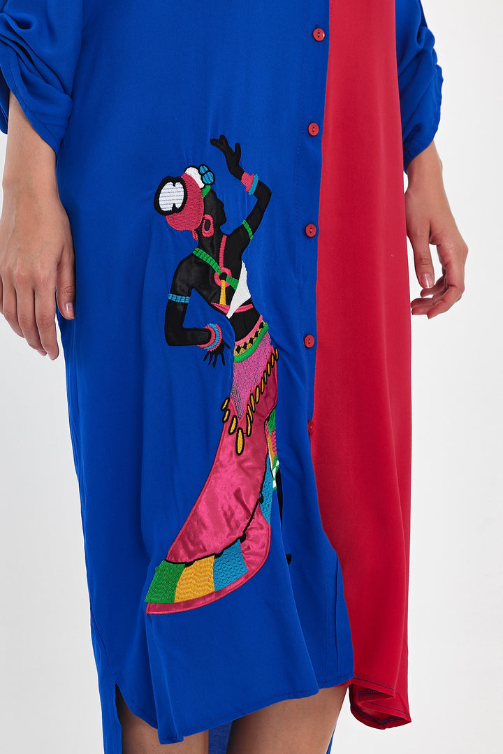 (4P.PACK) Tribal Muse Contrast Shirt Dress