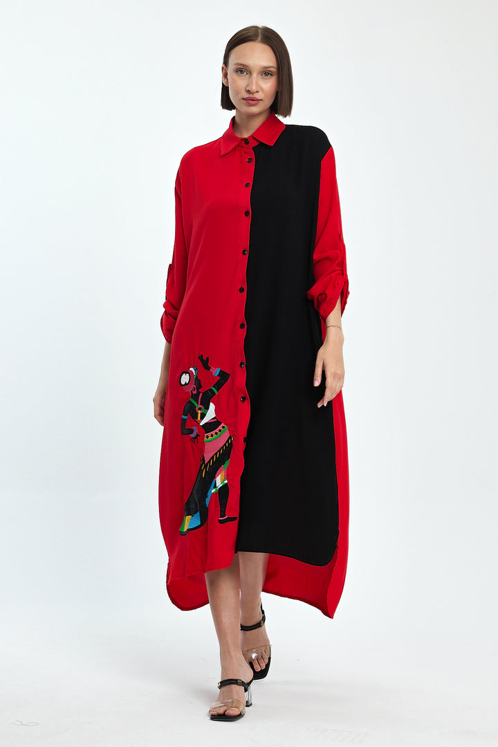 (4P.PACK) Tribal Muse Contrast Shirt Dress