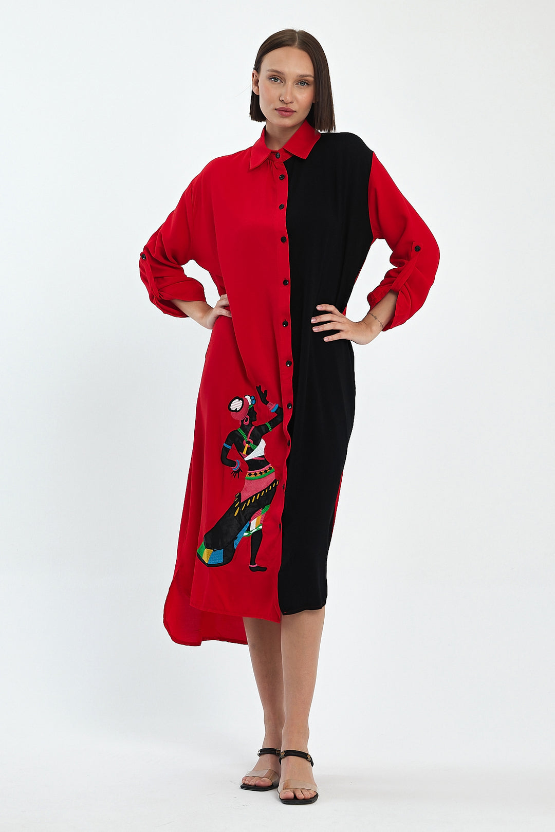 (4P.PACK) Tribal Muse Contrast Shirt Dress