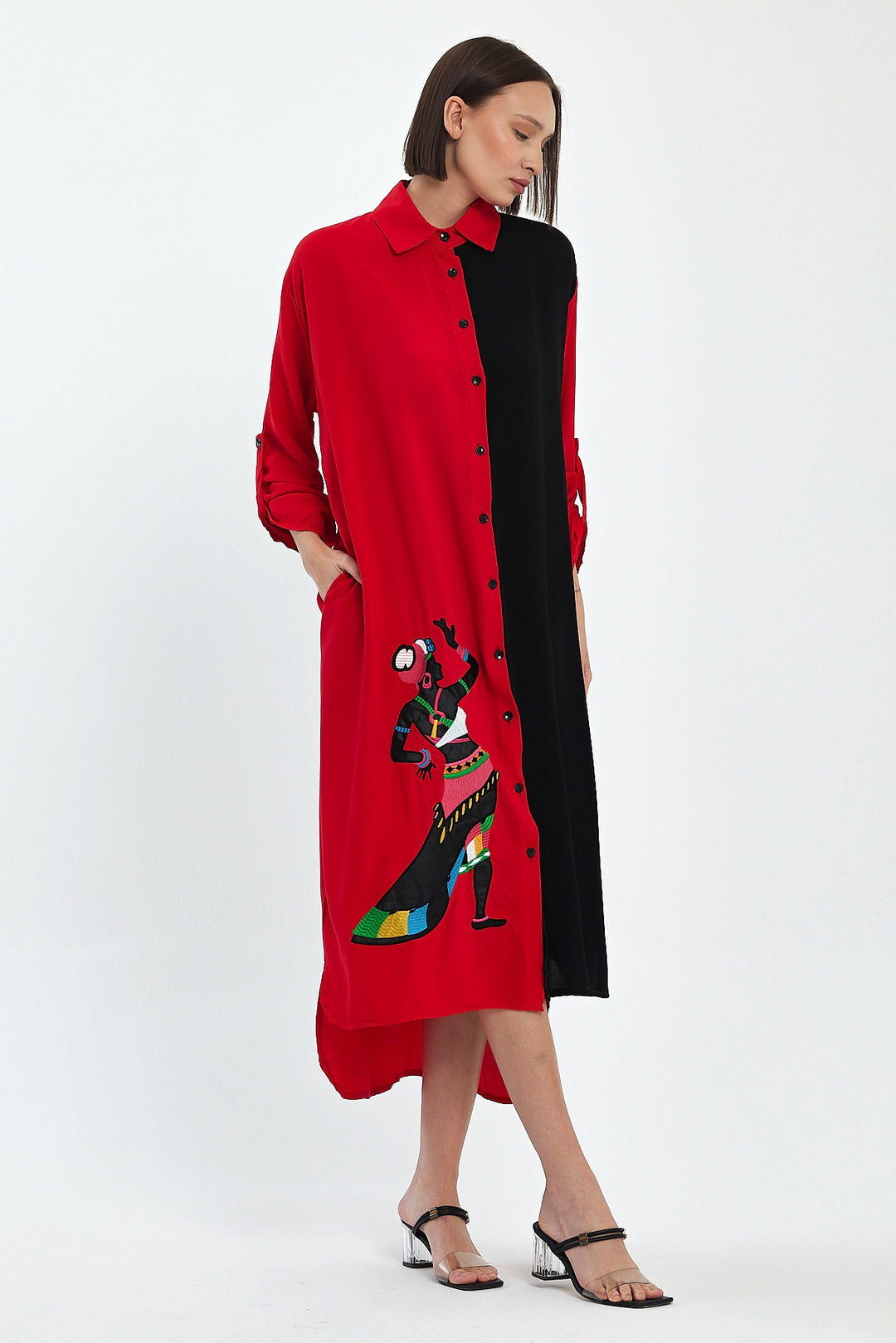 (4P.PACK) Tribal Muse Contrast Shirt Dress