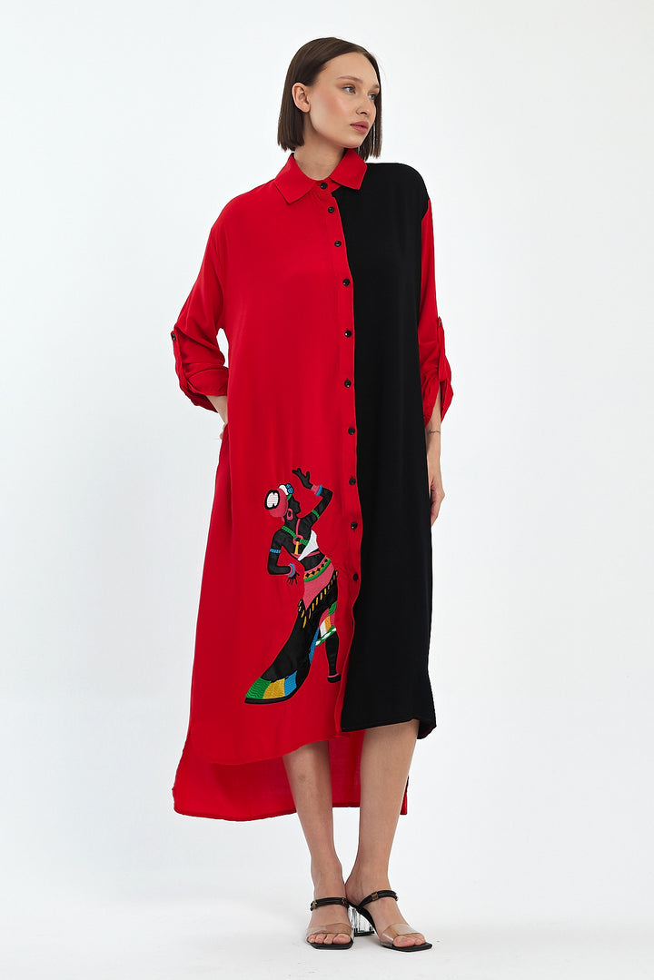 (4P.PACK) Tribal Muse Contrast Shirt Dress