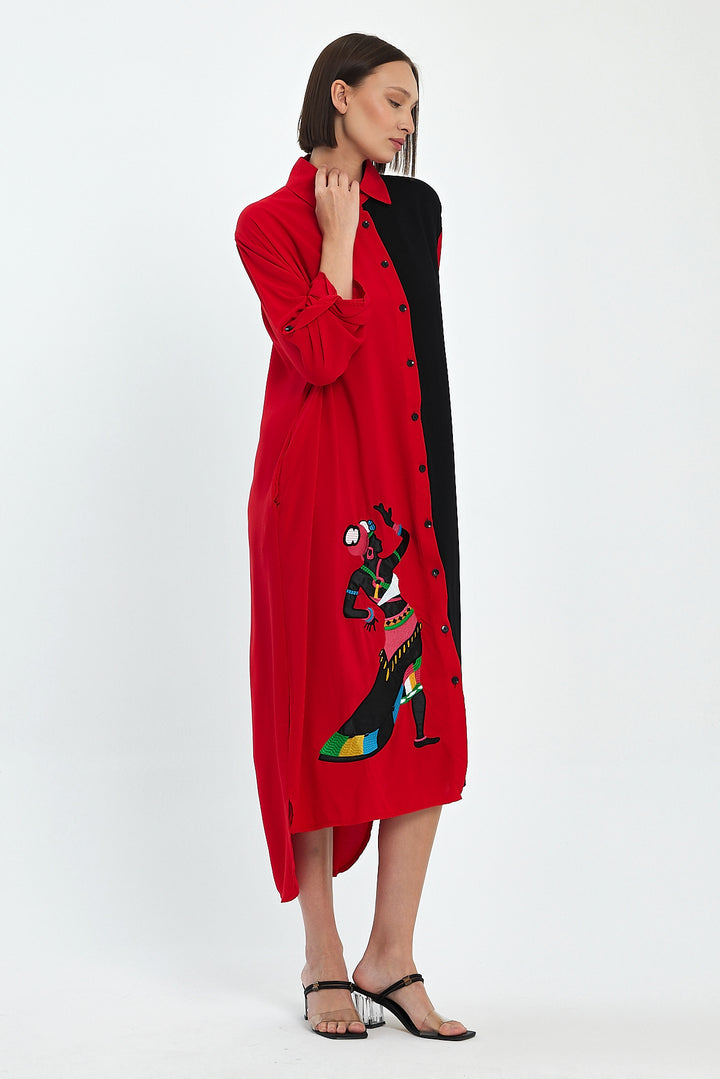 (4P.PACK) Tribal Muse Contrast Shirt Dress