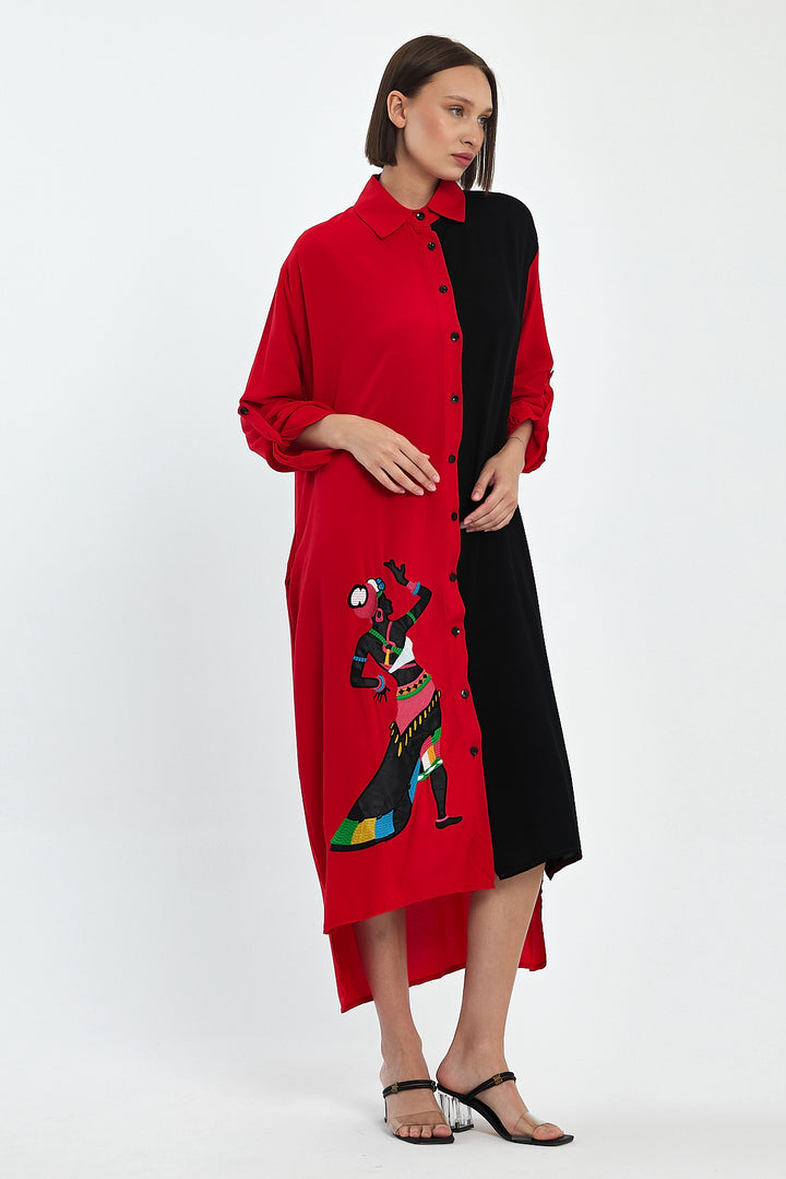 (4P.PACK) Tribal Muse Contrast Shirt Dress