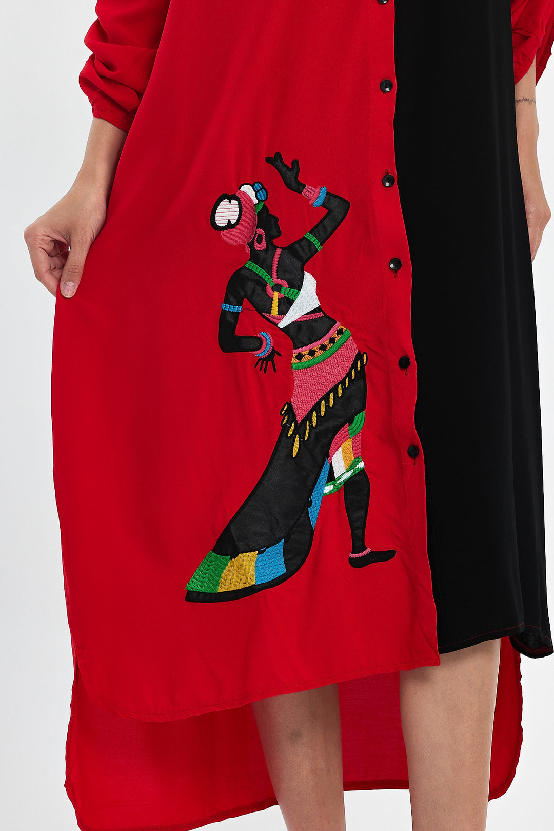 (4P.PACK) Tribal Muse Contrast Shirt Dress