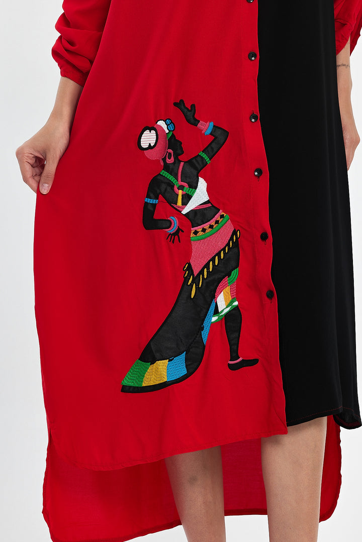 (4P.PACK) Tribal Muse Contrast Shirt Dress