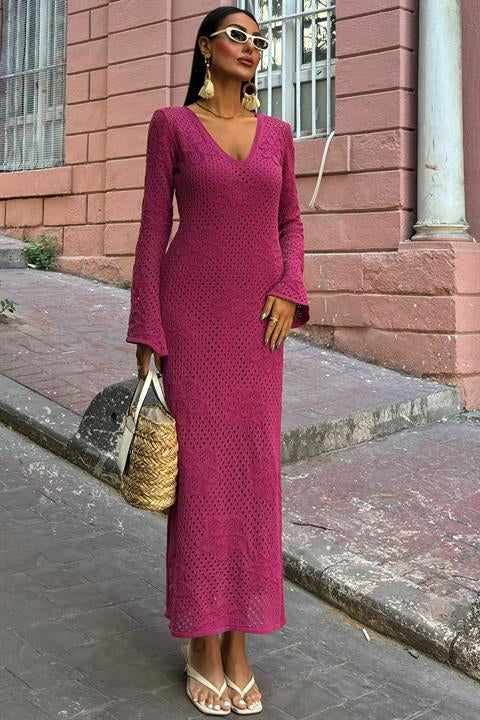 cicek-detayli-ajurlu-triko-elbise-2857-d27101