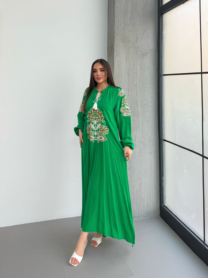 (4P.PACK) Boho Luxe Embroidered Maxi Dress