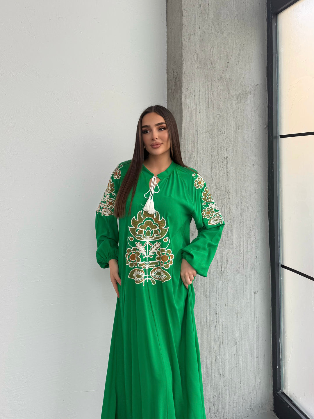 (4P.PACK) Boho Luxe Embroidered Maxi Dress