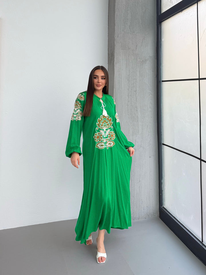 (4P.PACK) Boho Luxe Embroidered Maxi Dress