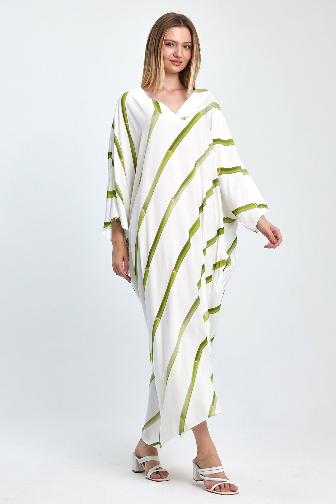 (4P.PACK) Parrot Print Oversized Maxi Dress